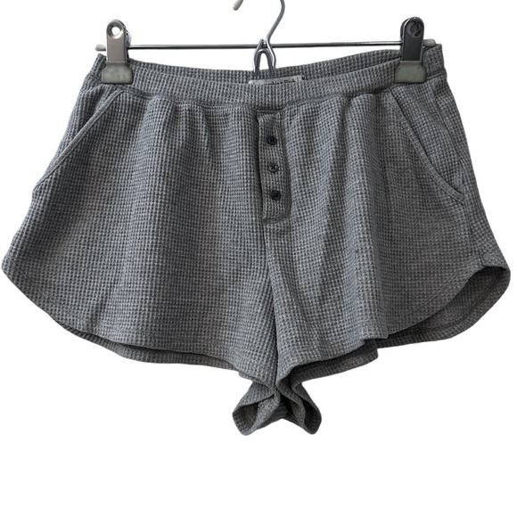 Abercrombie & Fitch Gray Waffle Knit Lounge Shorts with Buttons M - Picture 1 of 11